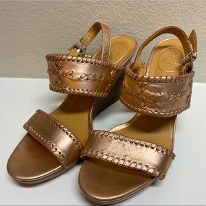 Jack Rogers Rose Gold Wedge Sandals SZ 8.5M